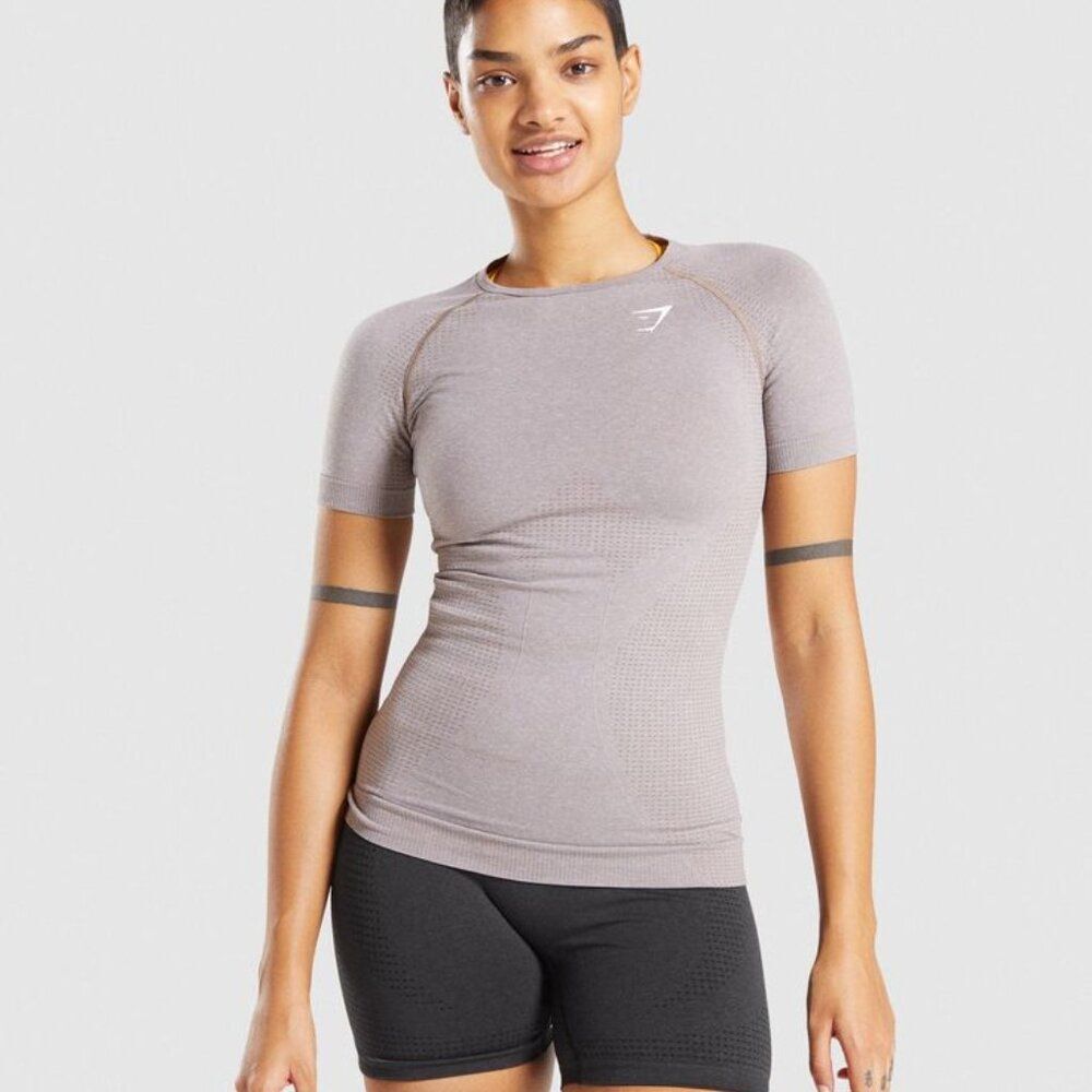 Gymshark Vital Seamless 2.0 T-Shirt Taupe Marl Size Large